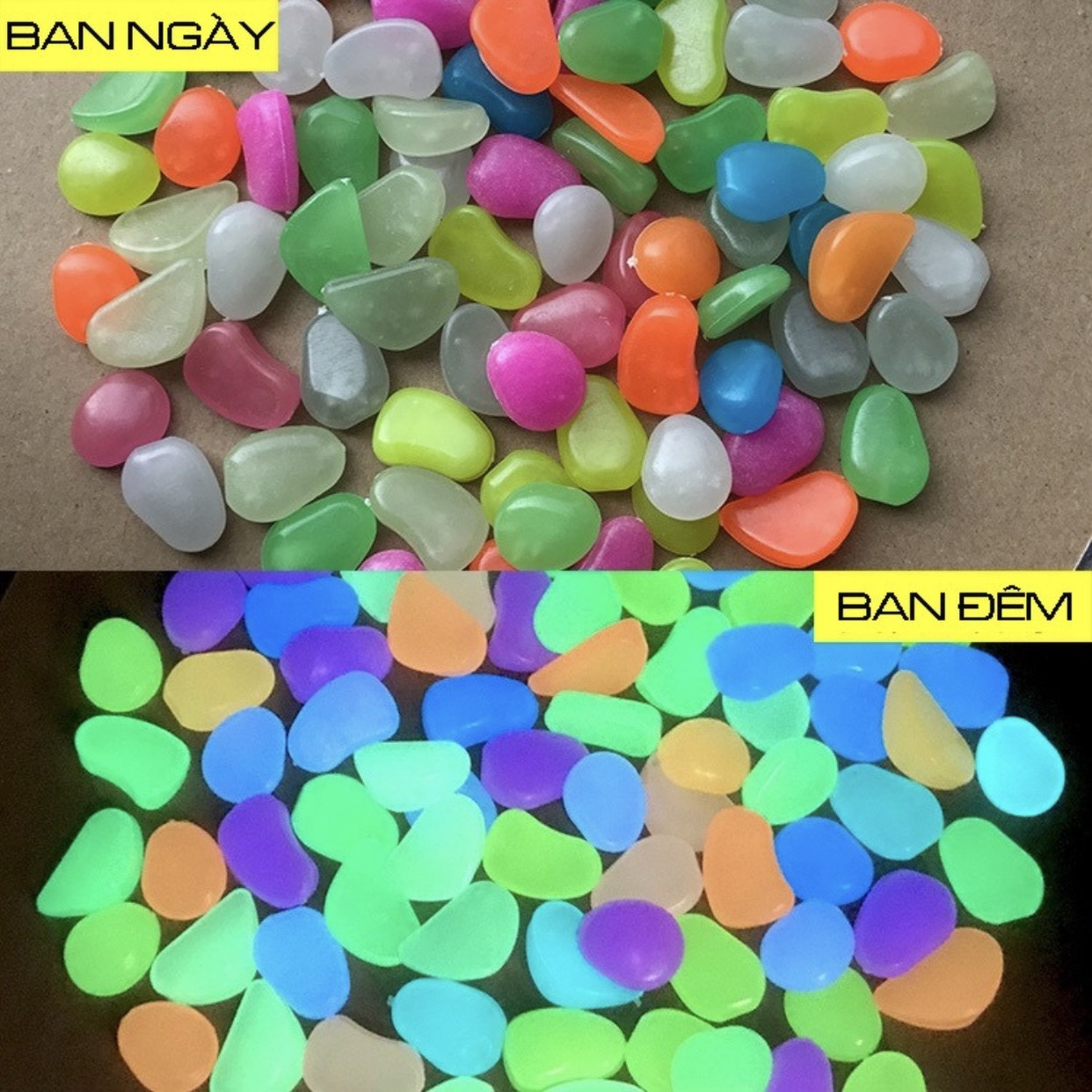 [HCM]Sỏi Nhựa Phát Quang Gói 10 viên Trang Trí Hồ Cá Sân Vườn...
