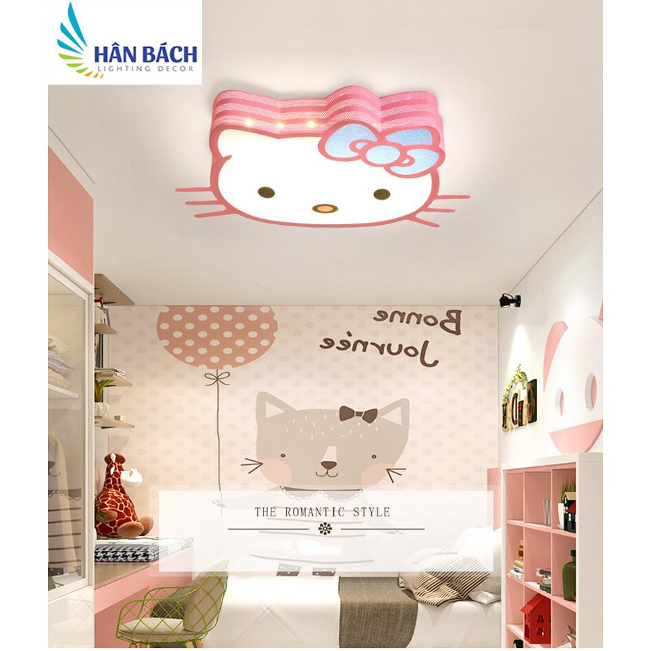 [RẺ VÔ ĐỐI] Đèn Mâm LED Ốp Trần Trang Trí Phòng Ngủ Cho Bé Hình Mèo Kitty Led 3 Chế Độ Màu OP1212 HABALI