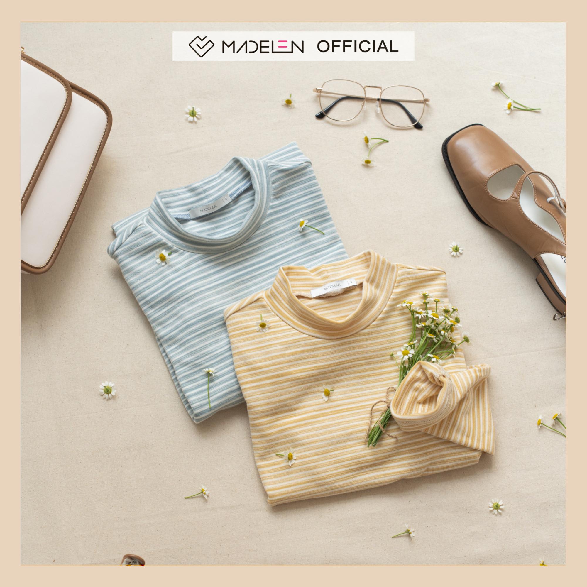 Áo sweater kẻ dài tay cổ 3F MADELEN