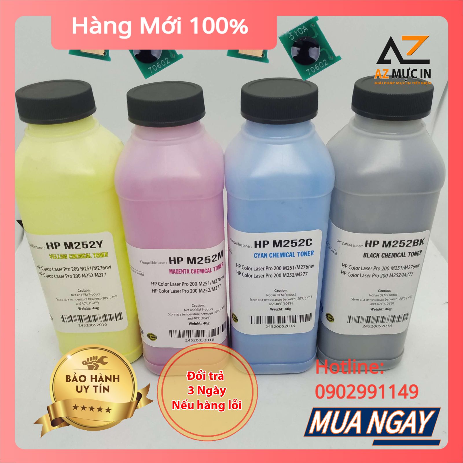 Mực chai m252 dùng cho máy in hp cp1025, m177, m176 | mực mitsubishi màu sắc đẹp + chíp mực