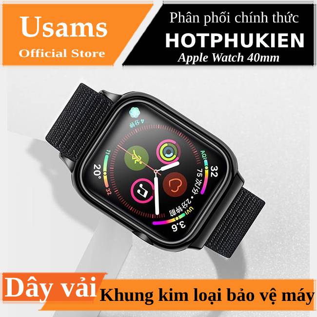 [HCM]Dây vải đeo thay thế kèm khung viền bảo vệ cao cấp cho Apple Watch 40mm hiệu Usams US-ZB073 (thiết kế tinh tế lực hút nam châm mạnh mẽ lịch lãm sang trọng) - Phân phối bởi Hotphukien
