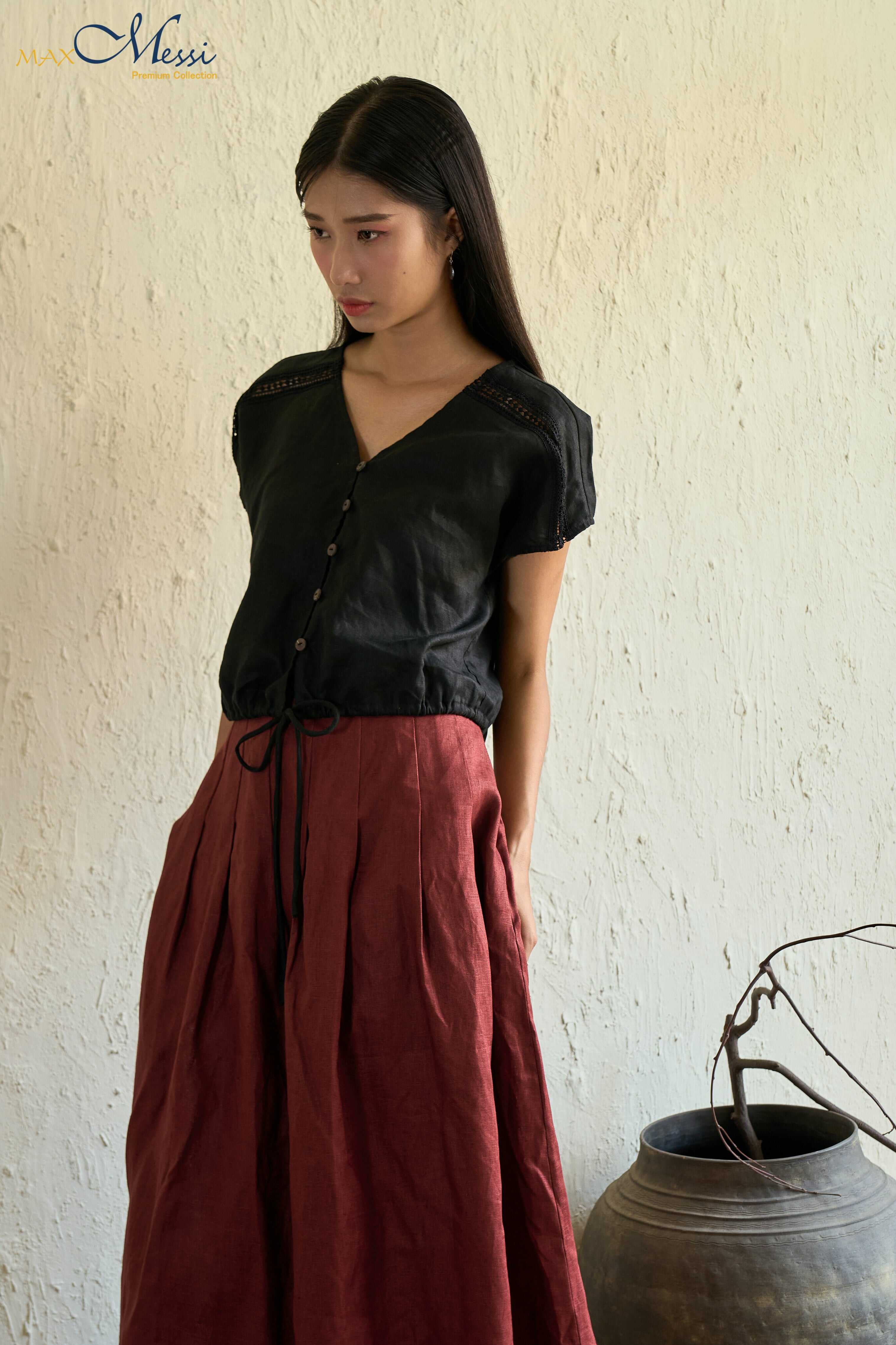 Áo linen phối váy dáng dài - DULCIE MaxMessi