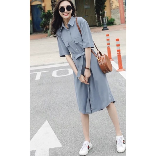 Đầm sm xanh túi hộp