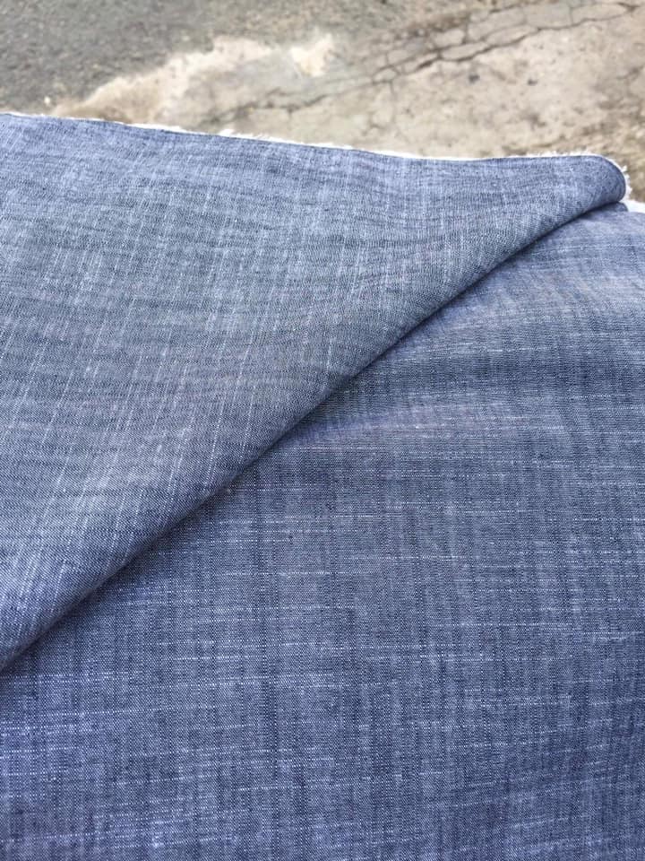 vải linen tưng 2 sợi xám thép gân