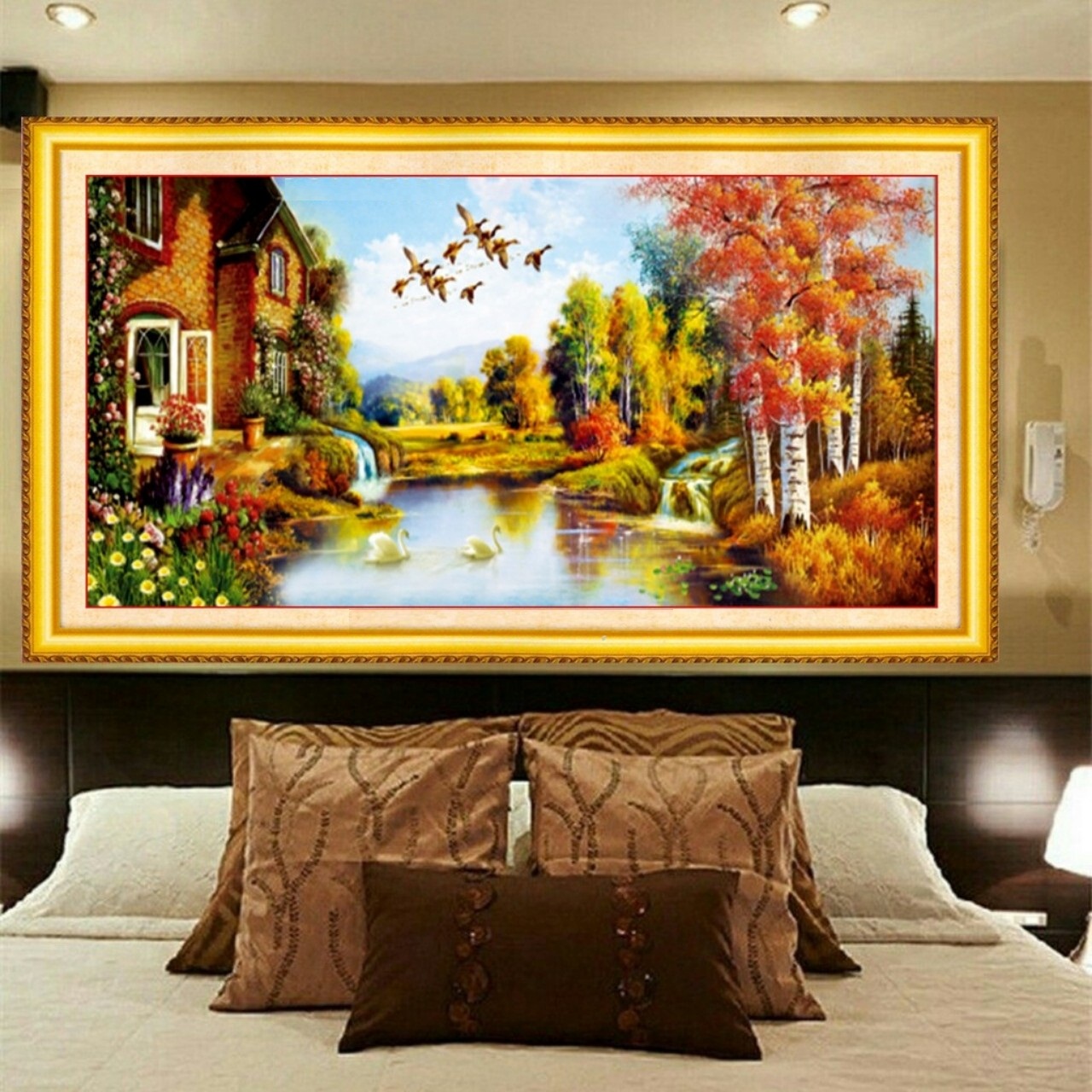 Tranh thêu chữ thập tổ ấm hạnh phúc Tranh thêu chữ thập Gia Đình Hạnh Phúc (kích thước nhỏ 86x43cm)