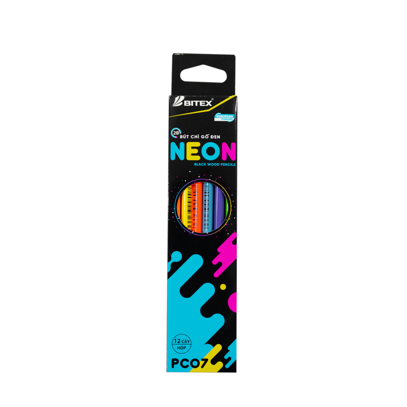 Bút chì đen 2B Neon PC07 (12 cây/hộp)
