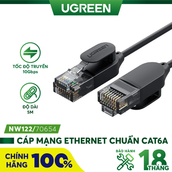 Bảng giá Dây cáp mạng Ethernet chuẩn CAT6A đầu cắm RJ45 siêu mỏng hỗ trợ tốc độ nhanh lên đến 10Gbps băng thông 500MHZ dài từ 0.5-10m UGREEN NW122 - Hàng phân phối chính hãng - Bảo hành 18 tháng Phong Vũ