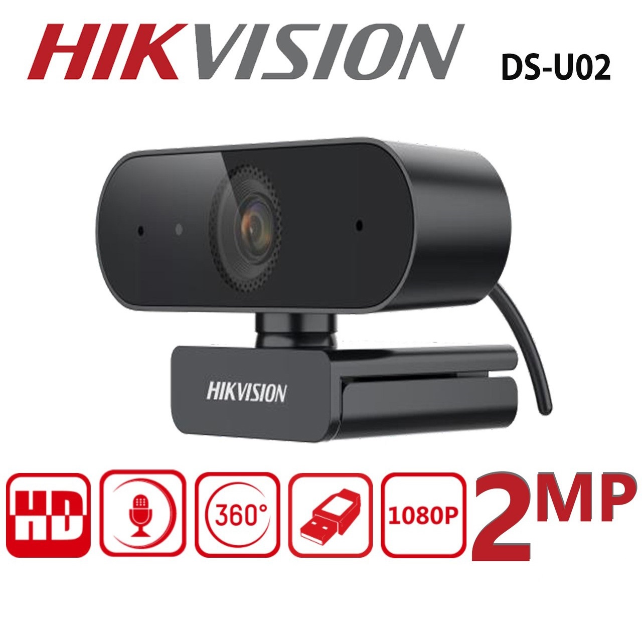 Webcam Hikvision DS-U02 độ phân giải micro tích hợp - Hàng chính hãng