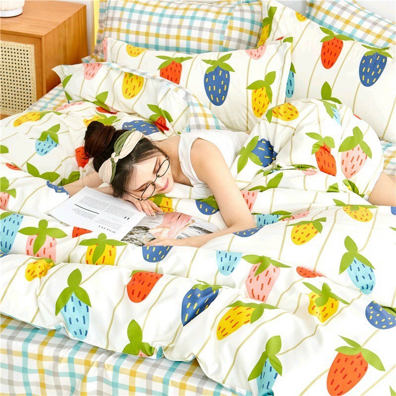Trọn Bộ 4 Món Cotton Poly Nhập Mẫu VƯỜN DÂU