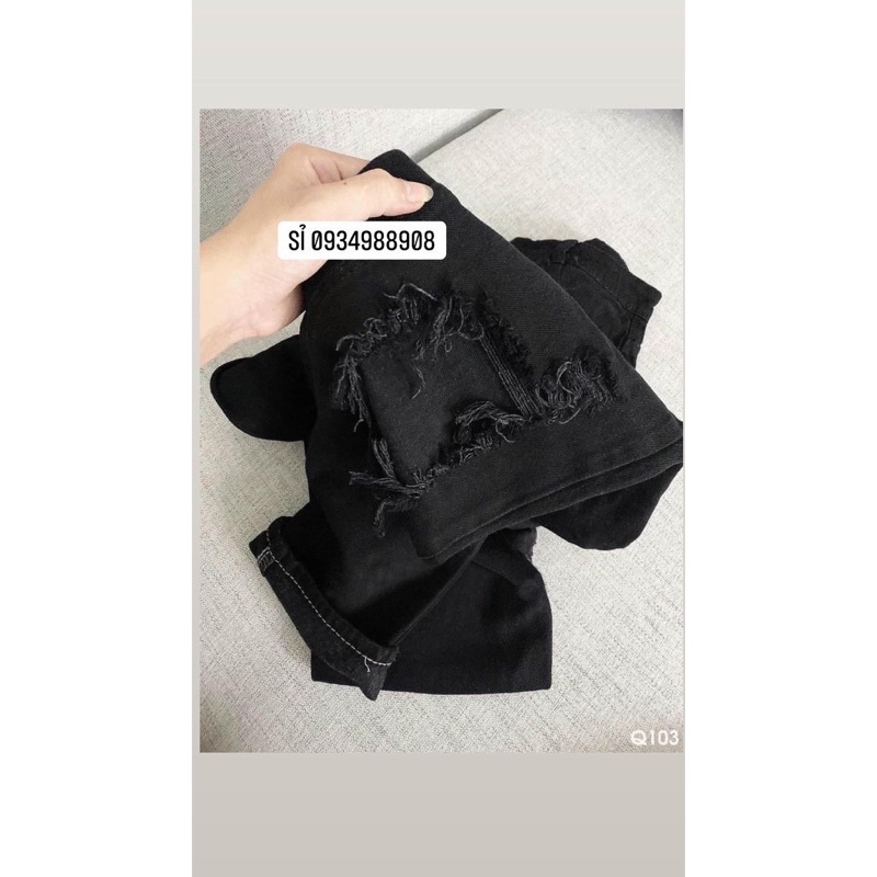 Quần baggy bò đen rách kiểu mới gs100