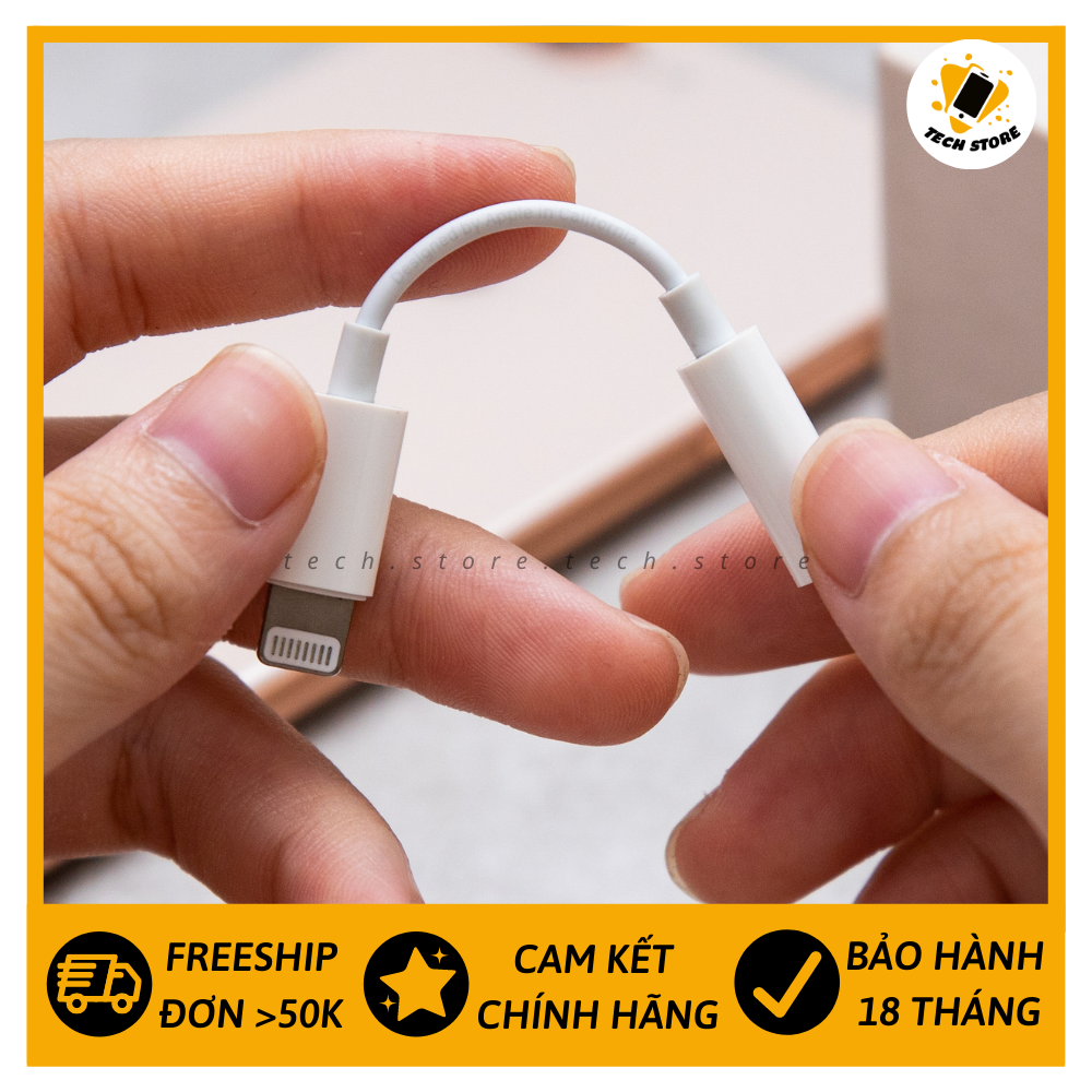 Jack cáp chuyển đổi tai nghe iphone chính hãng Lightning to 3.5mm hỗ trợ mic tech store