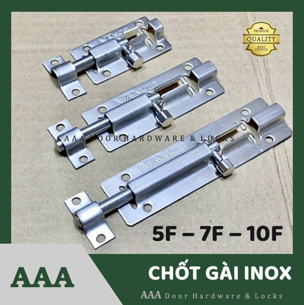 Chốt gài ngang inox - chốt cửa inox nancb các loại 5cm 7cm 10cm