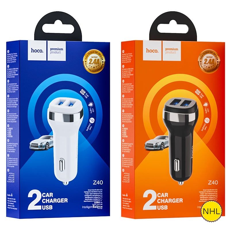 Cóc Sạc Xe Hơi 2 Cổng Usb Hoco Z40 - 12W