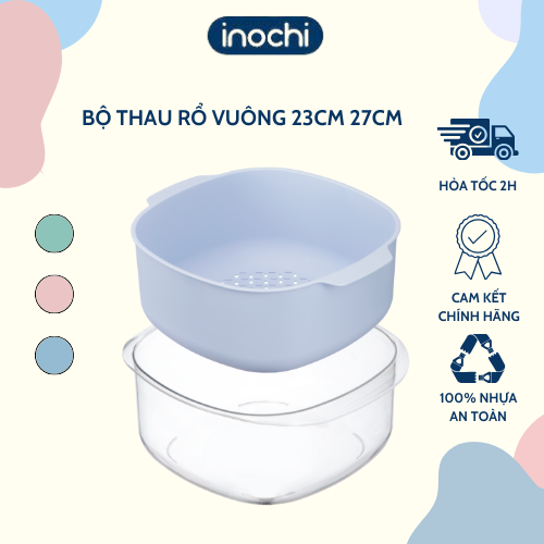 Bộ thau rổ vuông Yoko 23cm; 27cm
