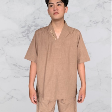 [HCM]Đồ lam đi chùa nam đồ phật tử áo lam mẫu thêu tâm