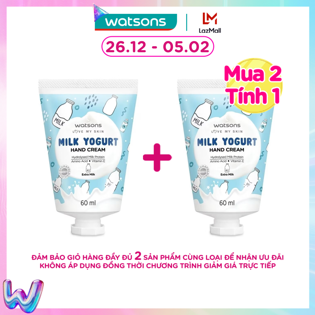 [MUA 2 TÍNH 1] Kem Dưỡng Tay Watsons Milk Yogurt Hương Sữa Hand Cream Extra Milk 60ml