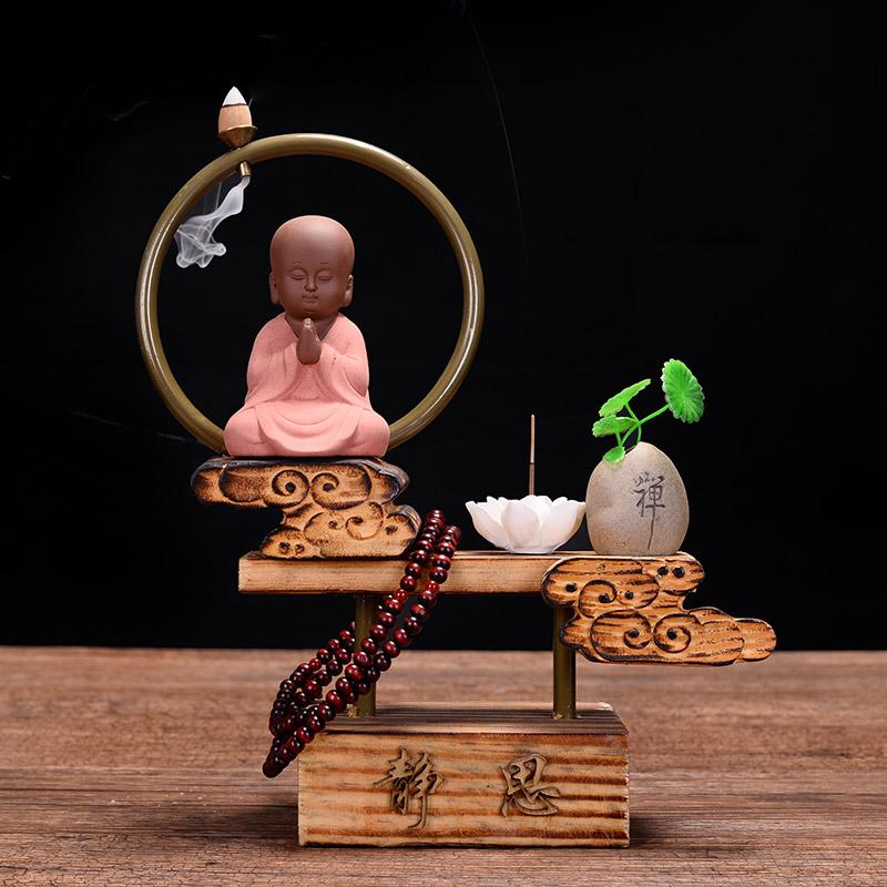 Hiện Đại Phong Cách Trung Hoa Tiểu Sa Di Zen Gốm Tiểu Hòa Thượng Lại Lư Hương Phòng Khách Cực Có Một Lư Hương Vật Trang Trí Sáng Tạo