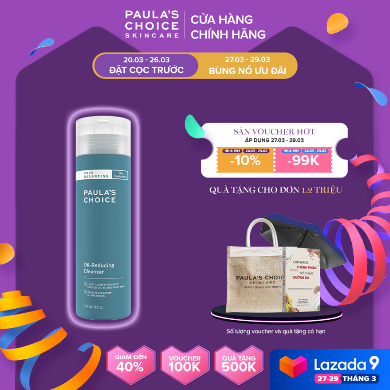 Sữa Rửa Mặt Cân Bằng Độ Ẩm Và Kiềm Dầu cho da dầu, da hỗn hợp Paula’s Choice Skin Balancing Oil Reducing Cleanser 237ml 1150 giá rẻ