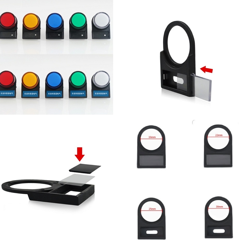 Nhãn nút nhấn gắn tủ điện các kích thước phi 22, phi 25 ( túi 100 cái ) tbd123