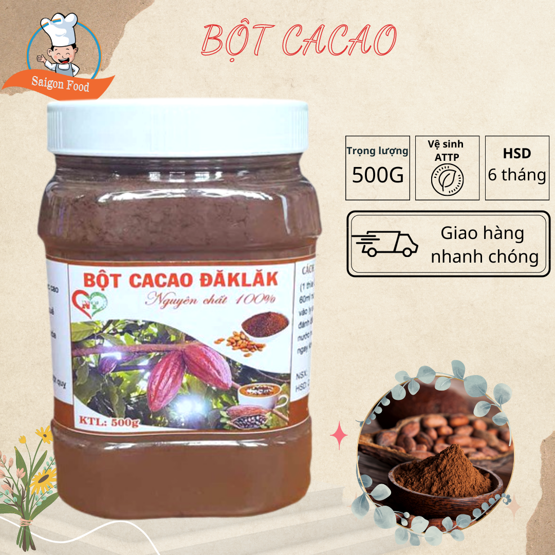 [HCM]1kg BỘT CA CAO ĐĂK LĂK nguyên chất có mã vạch công ty - SAIGON FOOD