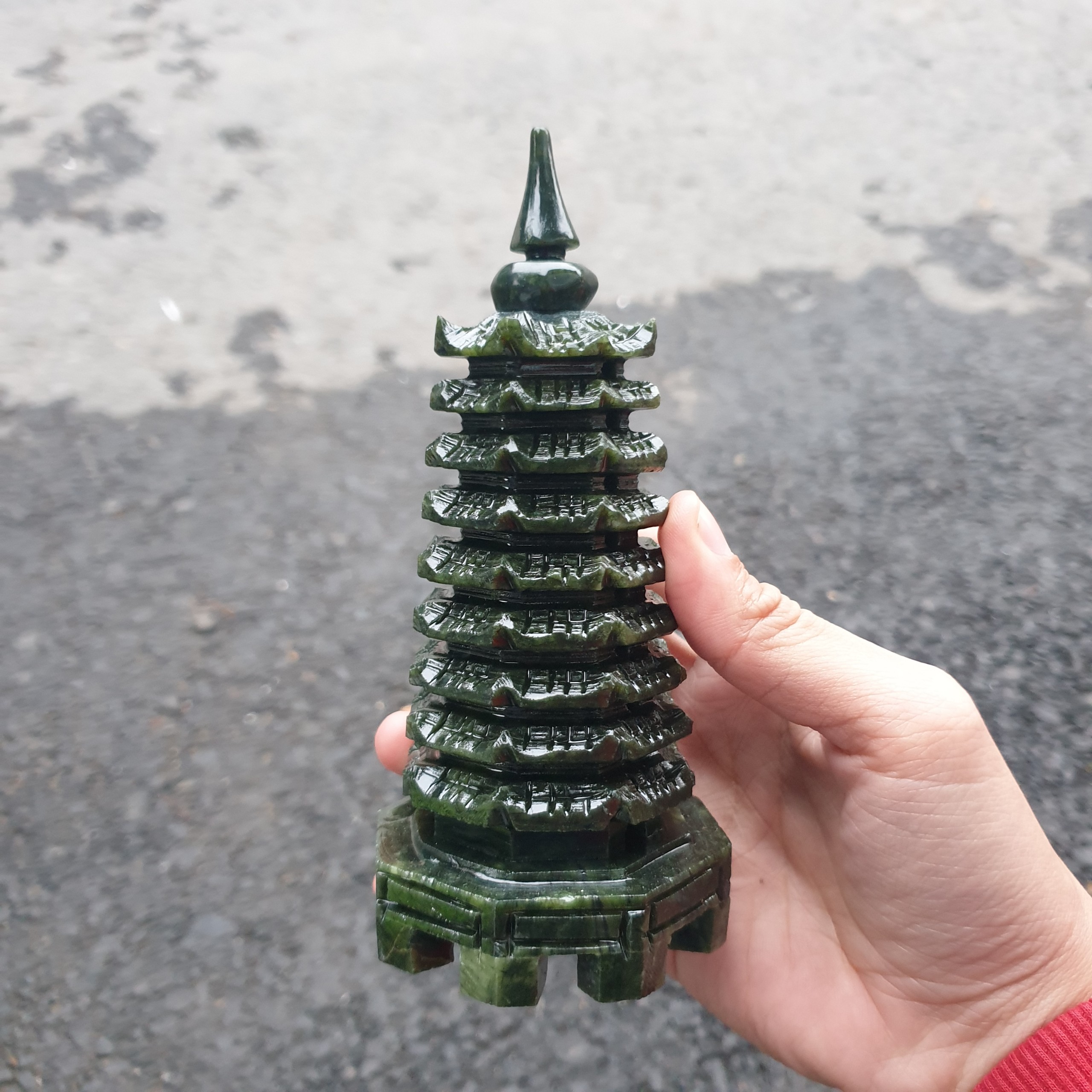 Tháp Văn Xương Đá Serpentine 12cm