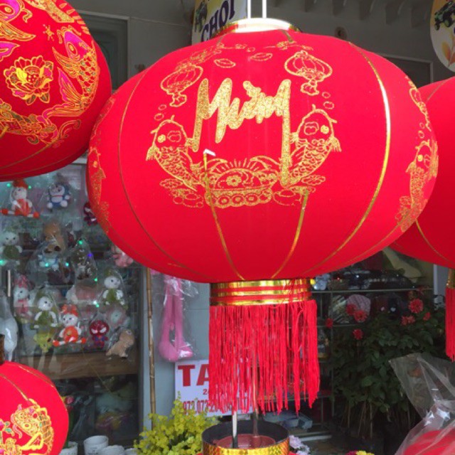 ĐÈN LỒNG VẢI NHUNG ĐỎ