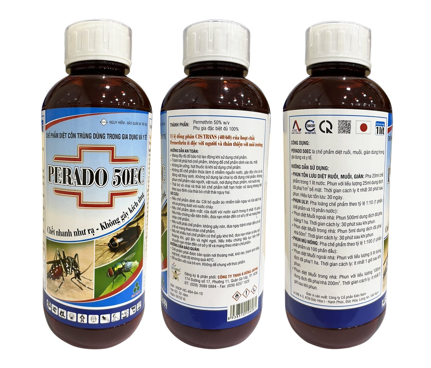 Thuốc diệt côn trùng ruồi, muỗi, kiến gián... tồn lưu lâu dài Perado 50EC ( Chai 1 lít )