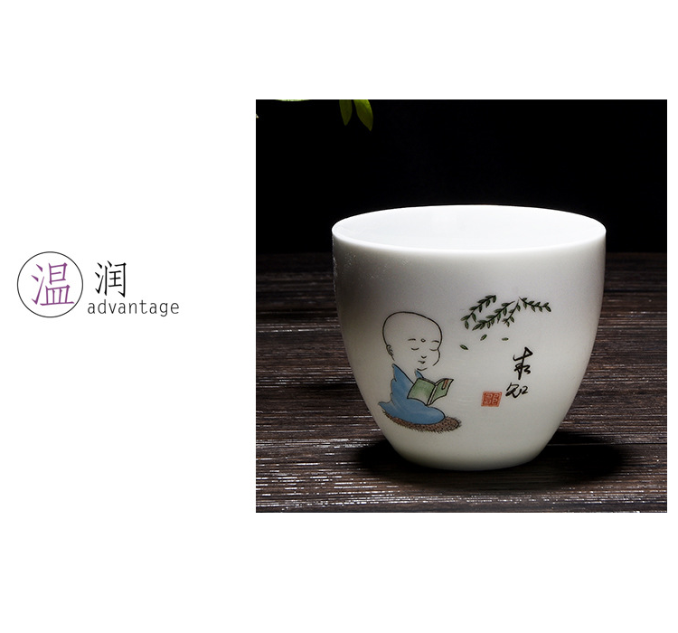 Bộ chén uống trà  chú tiểu trên chùa