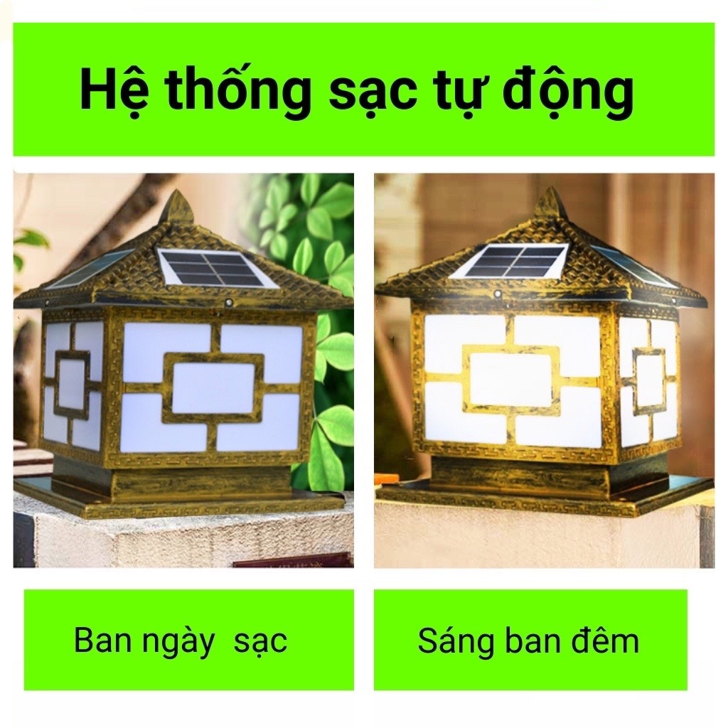 Đèn trụ cổng năng lượng mặt trời 30x30cm