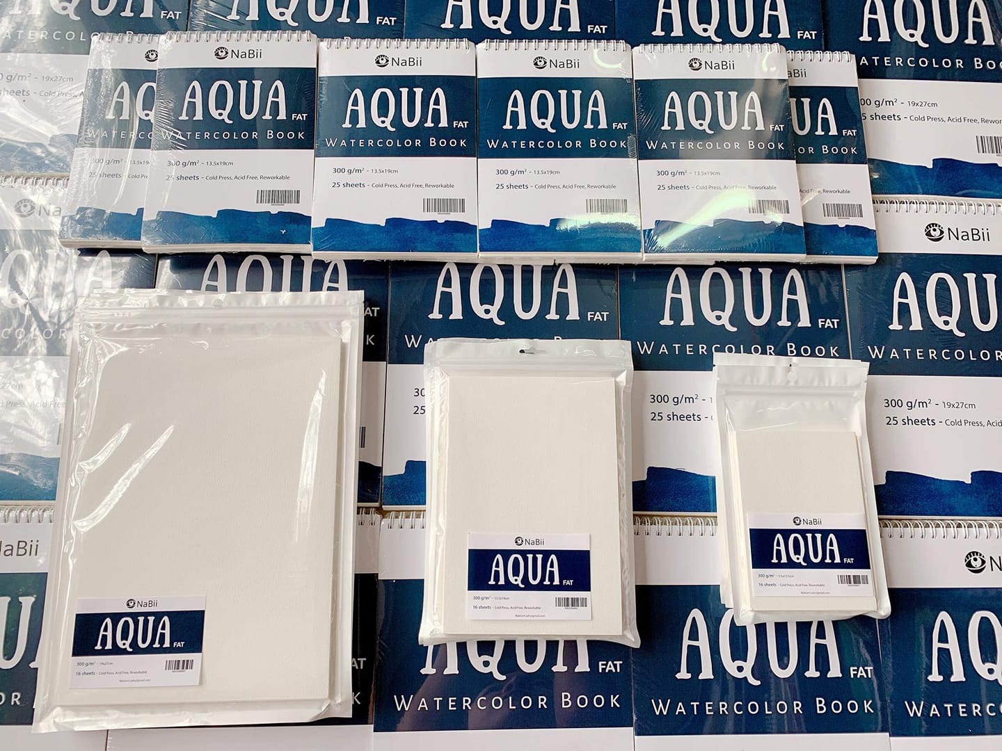 Giấy vẽ và sổ vẽ màu nước NABII AQUA FAT (COLD PRESS 300gsm)