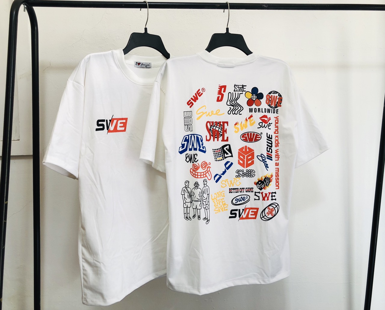 Áo thun swe tay lỡ form rộng unisex (hình thật)