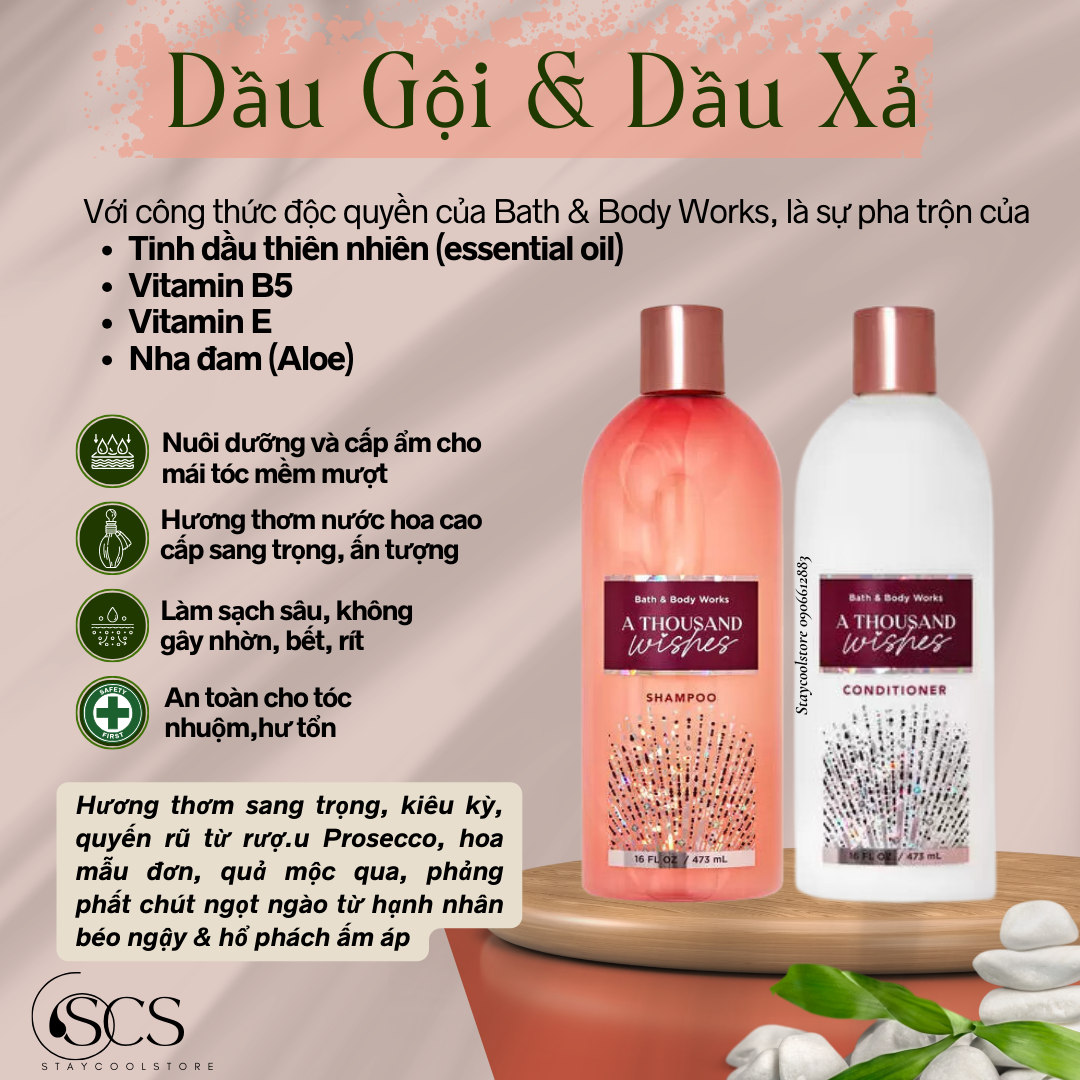 [Bill Mỹ- Đủ Mùi] Dầu Gội và Dầu Xả BATH & BODY WORKS 473ml