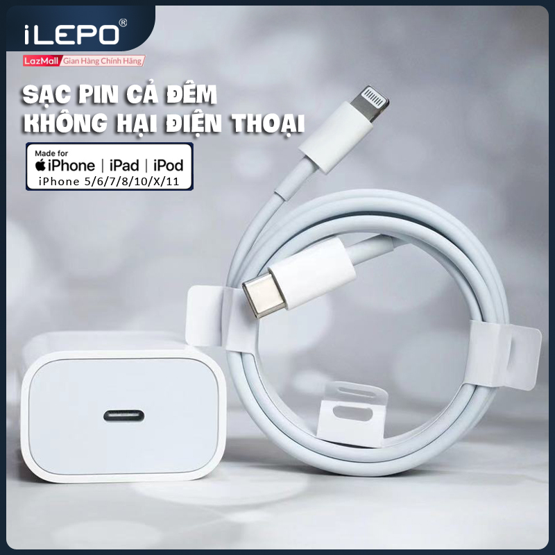 Củ sạc nhanh 18W dùng cho Mọi Đời Máy iphone có chế độ sac thông minh cáp sạc nhanh không gây tổn hại điện thoại bảo hành 1 năm Lightning 18W bộ sạc nhanh