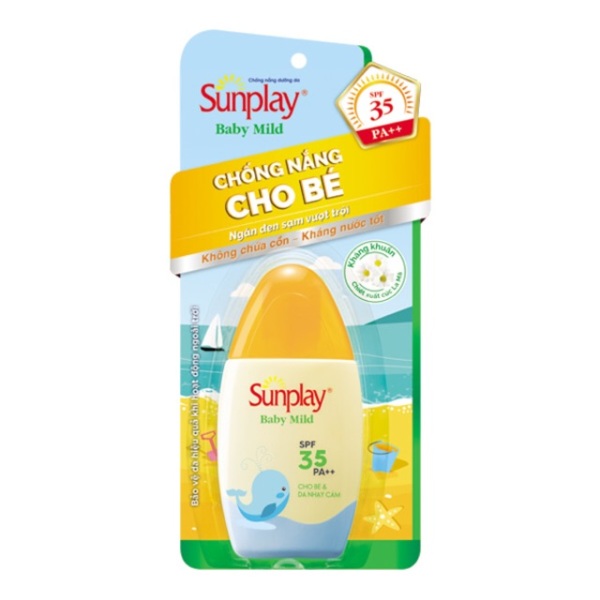 Sunplay Baby Mild SPF35+, PA++: Sữa chống nắng cho bé và da nhạy cảm giá rẻ