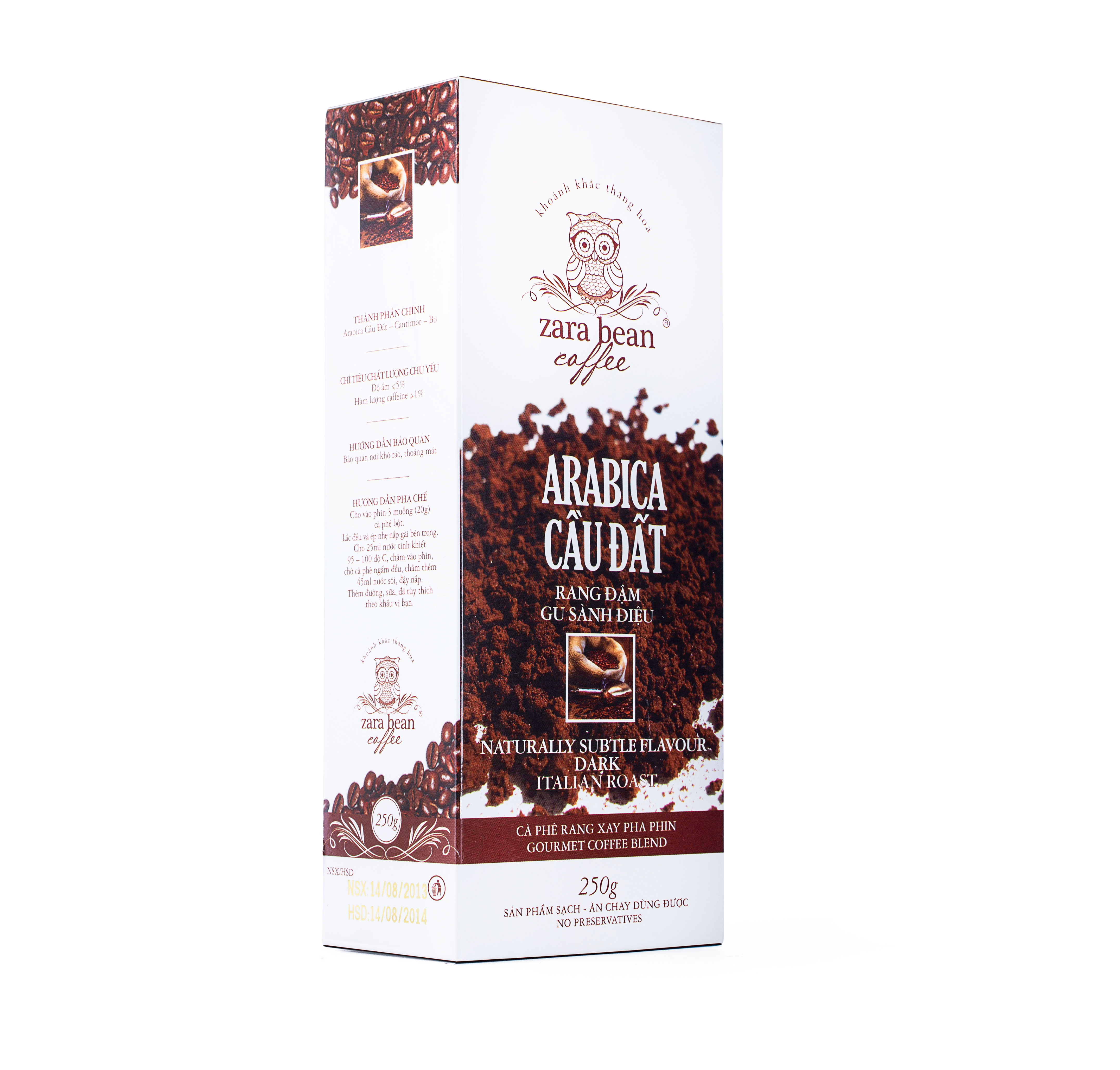 [HCM]CÀ PHÊ PHA PHIN ARABICA CẦU ĐẤT - HỘP 250G - Zara Bean Coffee