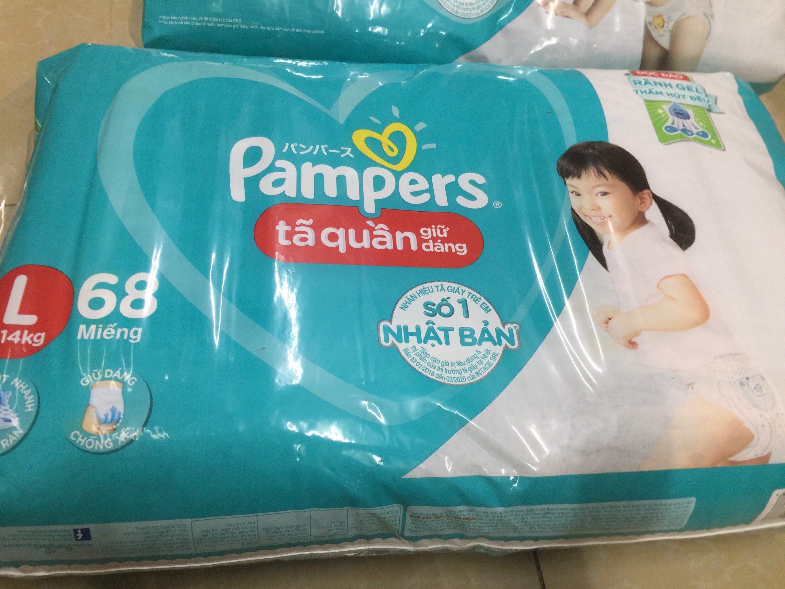 Tã quần pampers giữ dáng mới gói cực đại l 68 miếng