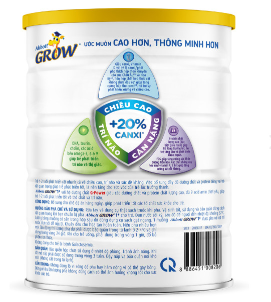 Sữa Abbott Grow 1+ 850g (1-2 tuổi) (Tên cũ: Abbott Grow 3 900g)