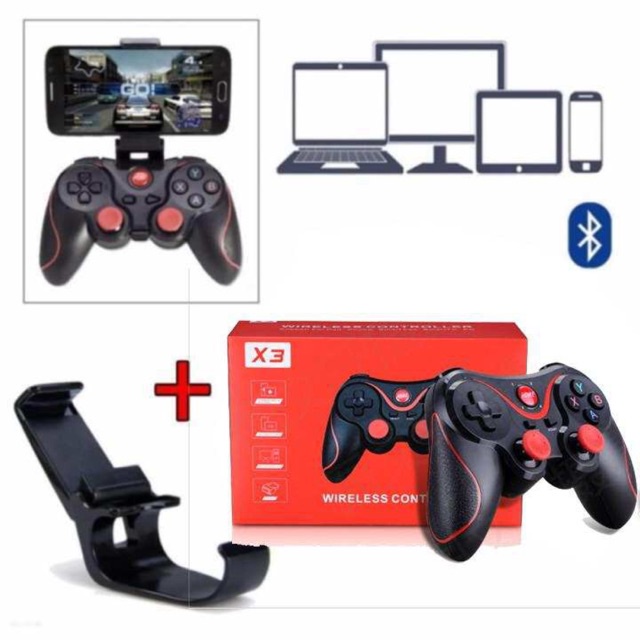 Tay Cầm Chơi Game X3/T3 Có Bluetooth Cho Smartphone Pc Laptop Android Ios Windows Có Giá Kẹp Điện Thoại