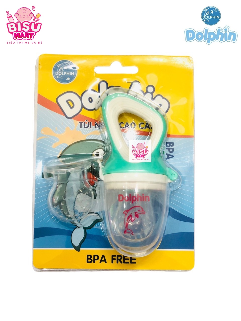 Túi nhai trái cây Silicone cao cấp Dolphin dành cho bé (tặng thêm 1 núm)