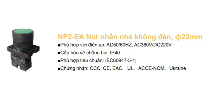 Nút nhấn nhả Chint Đỏ Xanh không đèn phi 22 (CHÍNH HÃNG)