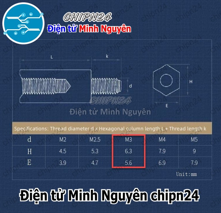 (F31-32) Cọc nhựa M3 (Đực-Cái) (Trụ nhựa 5mm/7mm/10mm/12mm/15mm/20mm/25mm/30mm/35mm/40mm/45mm/50mm) - [Chọn Loại] - HHH.00049