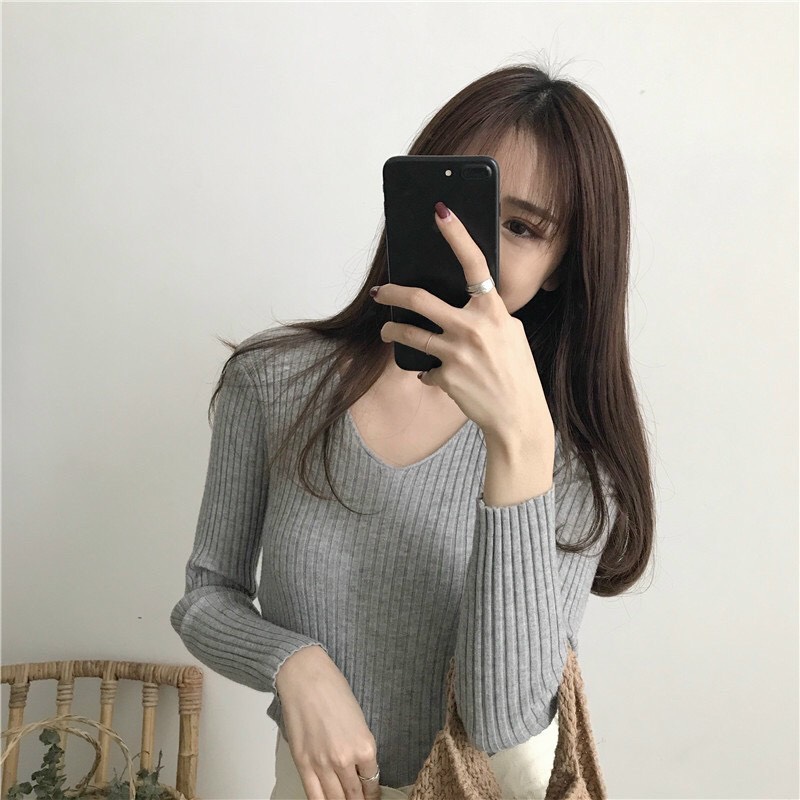 Áo thun gân tay dài cổ bo tròn quyến rũ TTSA0996