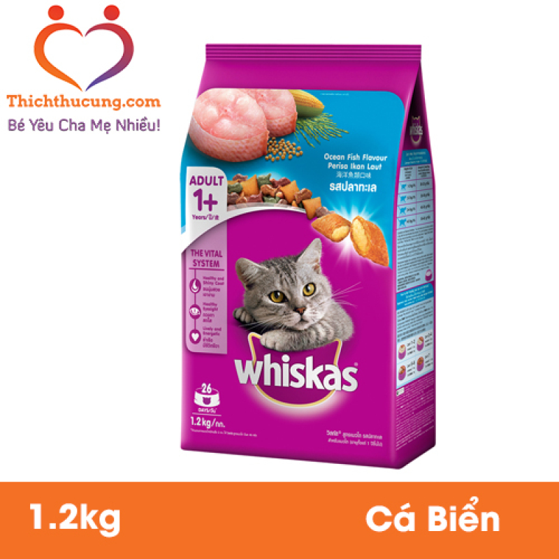 Whiskas Cho Mèo Lớn Từ 1 Tuổi - 1.2kg -Giúp Mèo Nhanh Nhẹn Khỏe Mạnh