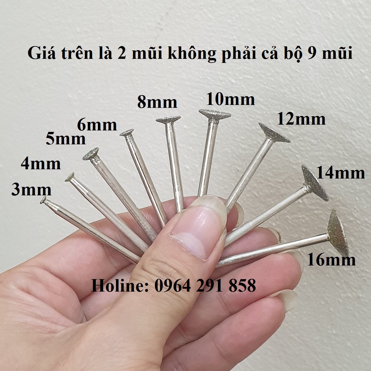2 Mũi khắc đá ngọc cán 3mm - mũi khắc kim cương chứ T - khắc chữ thu pháp