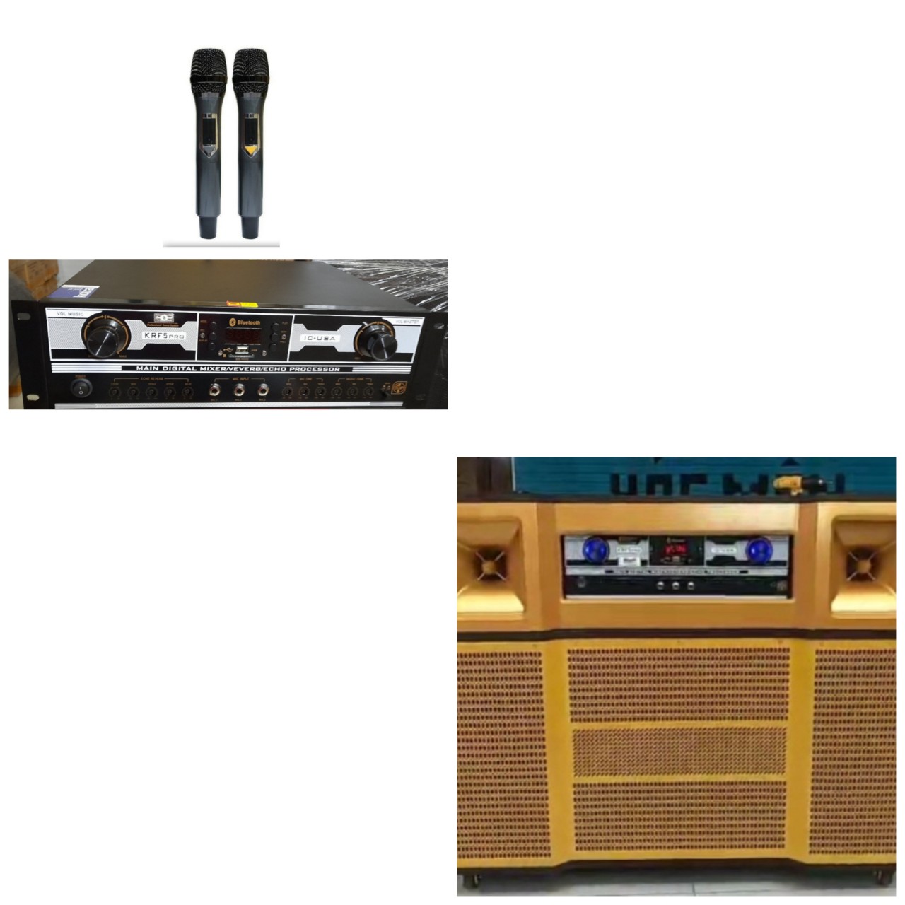 Công Suất Liền Vang Bluetooth  3 Trong 1 ( main , vang , 2 mic nhôm)