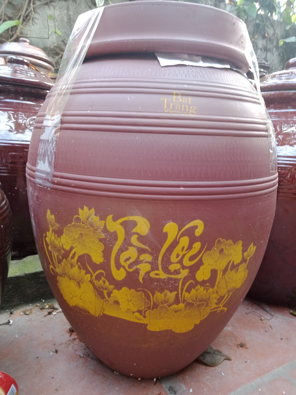 Chum sành đựng rượu gạo không tráng men Bát Tràng 40 lít (nâu)