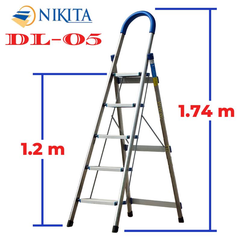 Thang nhôm ghế tay vịn 5 bậc Nikita DL05 Nhật Bản 1,2m