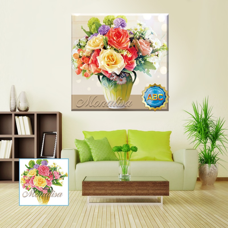 Tranh đính đá bình hoa nghệ thuật Y8321 (50x50cm)