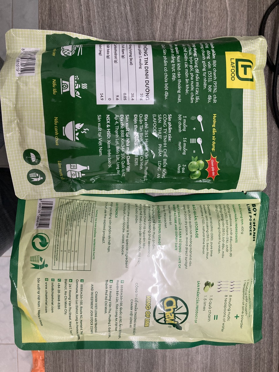 Bột chanh gia vị Chavi túi 400gr (Chavi lime powder) (lemon powder/lime powder)