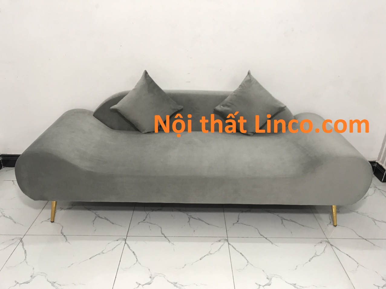 [HCM]Ghế dài sofa băng thuyền 2m vải nhung đỏ tươi sofa salon bed giá rẻ phòng khách nhỏ băng Nội thất Linco HCM - SFBt03- Xám đen